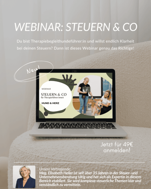 Webinar: Steuern und Co für Therapiehunde:Führer:innen